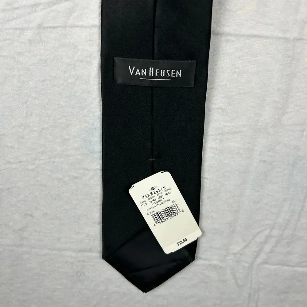 Van Heusen Solid Black Satin Tie NWT V10759001, Necktie for Men, 4 Inch Wide